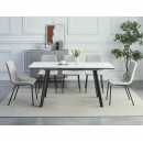 Стол обеденный SIGNAL BARI белый мрамор/черный мат 120-160/80